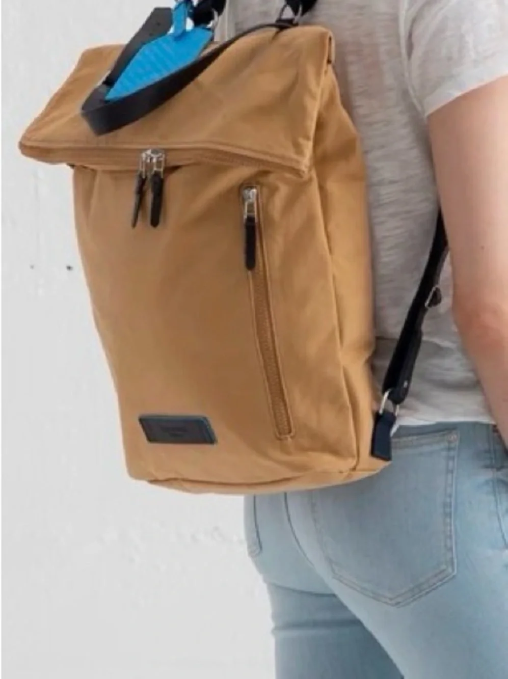 Timbuk2 Mustard Canvas Fold-Top Backpack with Black Straps